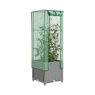 Hochbeet Mit Gewächshaus-aufsatz Rattan-optik 40x40x139 Cm Vidaxl
