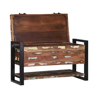 VidaXL Ic Reclaimed Wood Storage Trunk - Distressed Finish, Ample Storage, Mixed Wood Tones - Fits Living Room, Bedroom, Hallway