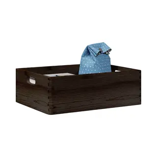 Holzkiste Mit Griffen Schwarz 40x30x13 Cm Massivholz Kiefer Vidaxl