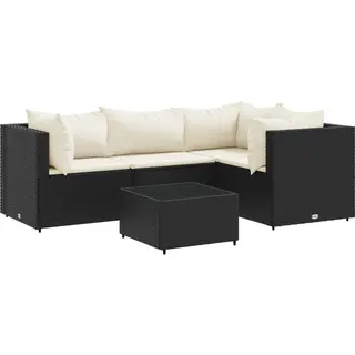 Vidaxl - 5-tlg. Garten-lounge-set Mit Kissen Schwarz Poly Rattan