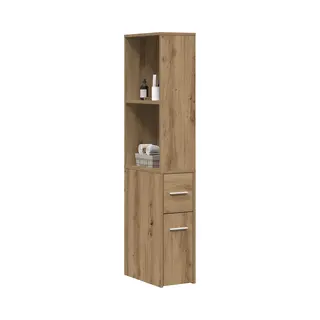 VidaXL Narrow Bathroom Cupboard With Wheels - Artisian Oak Engineered Wood Storage Cabinet