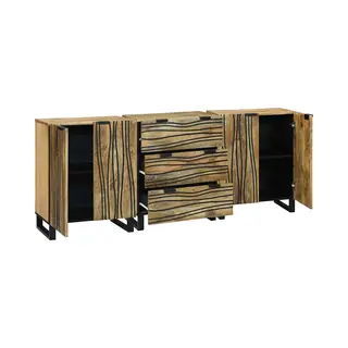 VidaXL Badkamermeubel Set Met Lade Met Plank 3 Pcs Bruin Bewerkt Hout