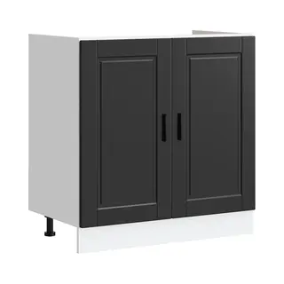 VidaXL Spülenunterschrank Porto Schwarz 80x46x81, 5 Cm Holzwerkstoff