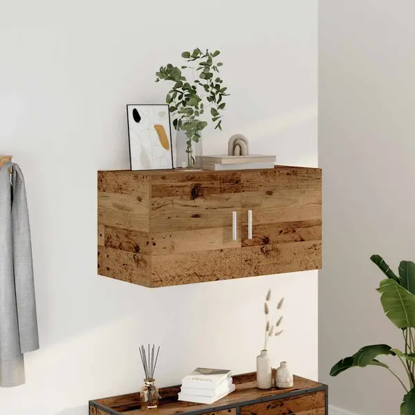 VidaXL Wall Cabinet - Old Wood - 80x39x40 Cm - Engineered Wood - For Living Room/Bedroom/Study - Space-Saving Storage Furniture thumbnail