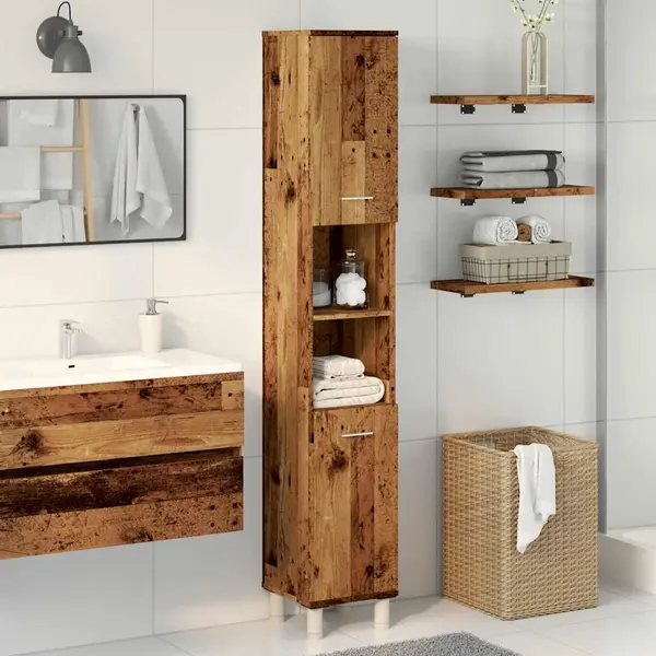 VidaXL Badschrank Altholz-Optik 30x30x179 Cm Holzwerkstoff thumbnail