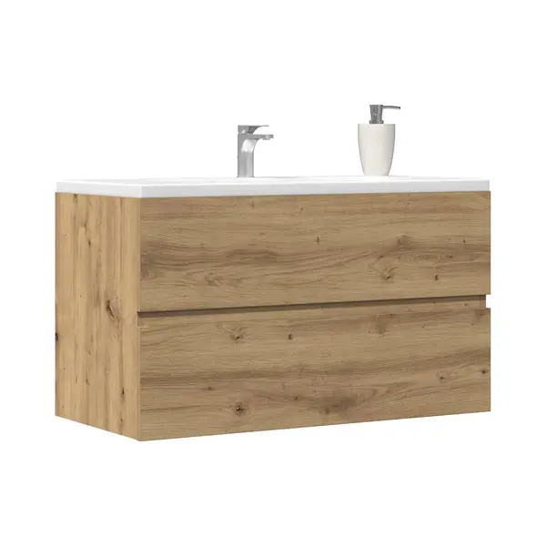 VidaXL Bathroom Hanging Cabinet – Artisian Oak – Engineered Wood, Wall Mount, 80x38.5x45 Cm – Ample Storage Space thumbnail