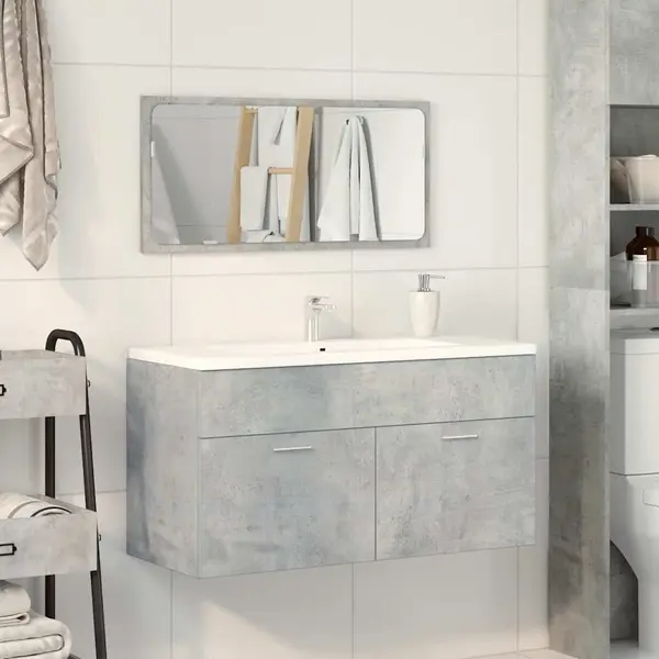 VidaXL Badschrank Mit Spiegel Betongrau Holzwerkstoff thumbnail