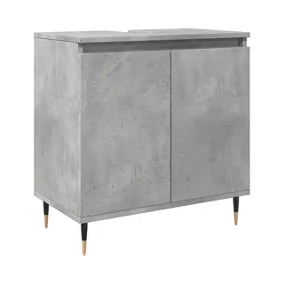 VidaXL Badezimmer-Set Badschrank Betongrau 58 X 33 X 60 Cm Holzwerkstoff, (1-St)