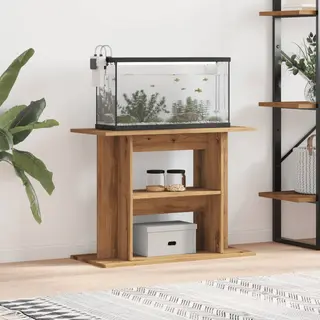 VidaXL Aquarium Stand/artisan Oak Fish Tank Table - Sleek Engineered Wood Display/storage Unit For Home Decor - 80x35x60 Cm