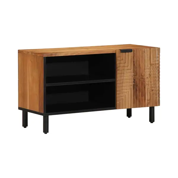 Vidaxl - Tv-schrank Mit Regal Braun 80 X 31, 5 X 46 Cm Massivholz Akazie thumbnail