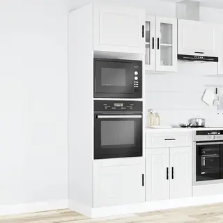 VidaXL Porto Oven Cabinets - Engineered Wood - White - 60x57x207 Cm - Kitchen Storage Solution - Adjustable Feet - Modern Style