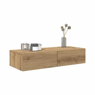 VidaXL Wandschap Met Lades 80x33x17 Cm Bewerkt Hout Artisanaal Eiken