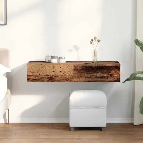 VidaXL Wandregal Mit Schubladen Altholz-Optik 100x36x19 Cm, Wandregal, Wandschrank, Schweberegal, Wandregal Mit Schubladen, Wandablage, Schwebeschrank thumbnail