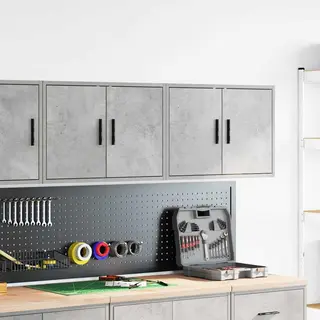 VidaXL Garagen-Wandschränke 2 Stk. Betongrau Holzwerkstoff, Schrank, Garagen-Aufbewahrungsschrank, Wandschrank Mit Türen, Garagen-Lagerschrank