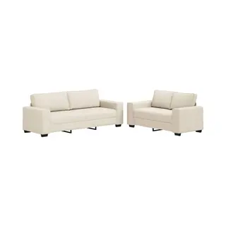 Sofa Mit Kissen Mit Kissen 2 Pcs Beige 221 X 77 X 82 Cm Leinen Vidaxl