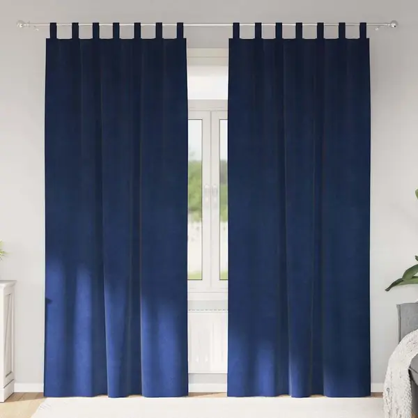 VidaXL Verdunkelungsvorhänge 2 Pcs Dunkelblau 140 X 225 Cm Samt thumbnail