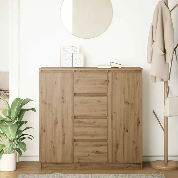 VidaXL Engineered Wood Sideboard - Artisan Oak Storage Solution, Versatile Drawers, Shelves & Doors thumbnail