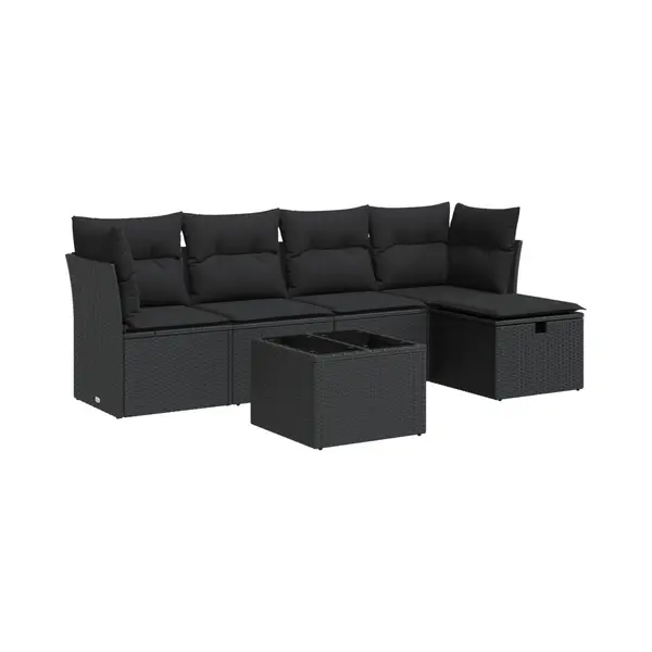 6-tlg. Garten-sofagarnitur Mit Kissen Schwarz Poly Rattan Vidaxl thumbnail