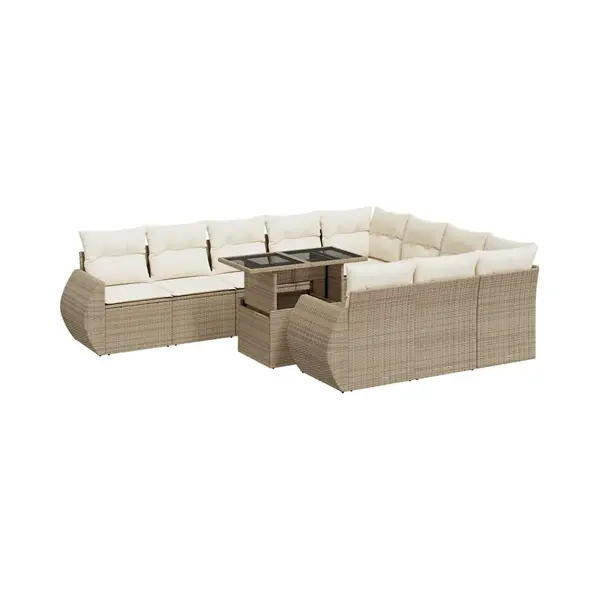 VidaXL 11-tlg. Garten-Sofagarnitur Mit Kissen Beige Poly Rattan thumbnail