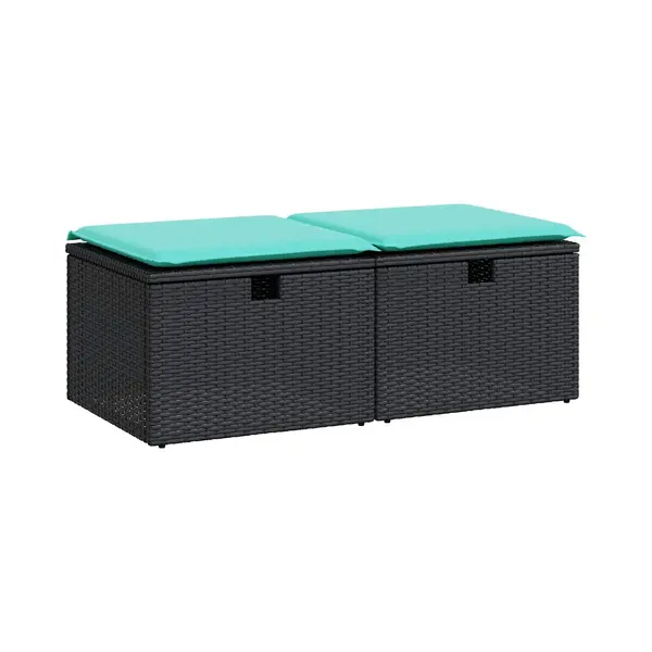 VidaXL 2-delige Loungeset Met Kussens Poly Rattan Acacia Zwart thumbnail
