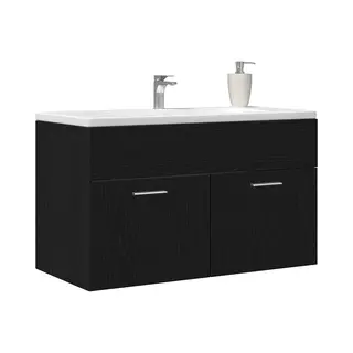 Waschbeckenunterschrank Schwarz Eiche 90x38, 5x46 Cm Holzwerkstoff - Vidaxl