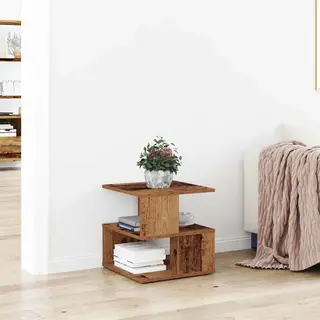 VidaXL Beistelltisch Mit Regal Altholz 30 X 30 X 55 Cm Holzwerkstoff