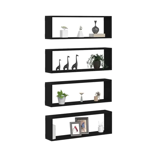 VidaXL Wandregale Mit Regal 4 Pcs Schwarz Eichen-Optik 80 X 15 X 26 Cm thumbnail