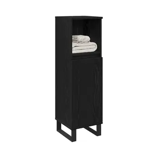 Badezimmer Schrank Mit Regal Schwarze Eiche 30 X 30 X 100 Cm Vidaxl
