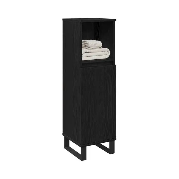 Badezimmer Schrank Mit Regal Schwarze Eiche 30 X 30 X 100 Cm Vidaxl thumbnail