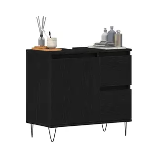 Waschbeckenunterschrank Schwarz Eiche 65x33x60 Cm Spanplatte - Vidaxl