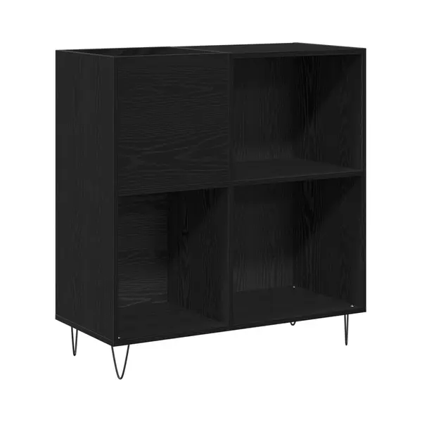 Vidaxl - Schallplattenschrank Mit Regal Schwarze Eiche 85 X 38 X 89 Cm thumbnail
