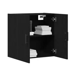 VidaXL Wall-mounted Cabinet Black Oak 60 X 31 X 60 Cm Engineered Wood, Modern Wall Cabinet, Rectangular Storage Unit With Ample Shelves, Durable