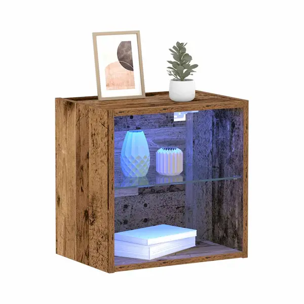 VidaXL Schwimmendes Regal Mit Led-Licht 2 Pcs Braun 40 X 28, 5 X 40 Cm thumbnail