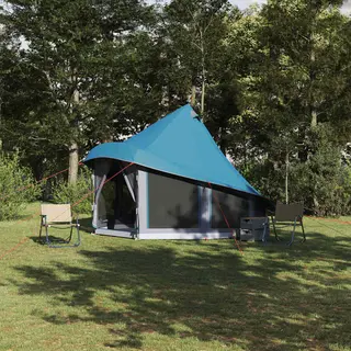 VidaXL Tipi Zelt Mit Dach Mit Speicher Blau 404 X 370 X 270 Cm Taft
