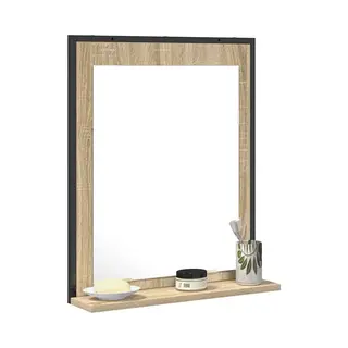 VidaXL Badezimmer Spiegel Mit Regal Schwarz 50 X 12 X 60 Cm
