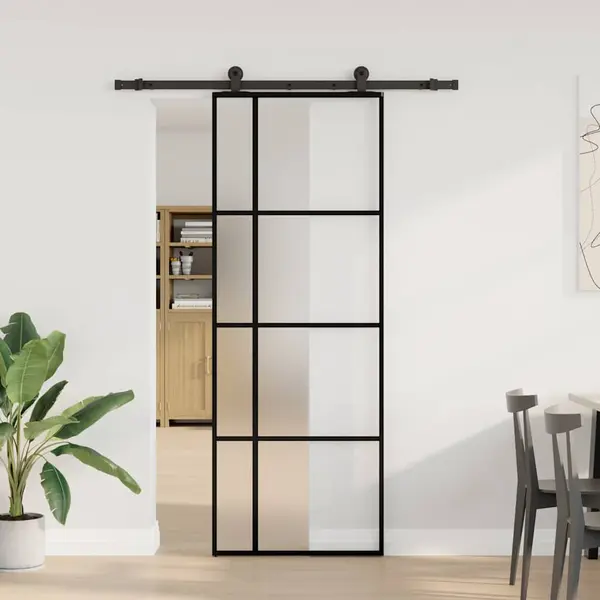 VidaXL Schiebetür Mit Beschlag 76x205 Cm Esg-Glas & Aluminium thumbnail
