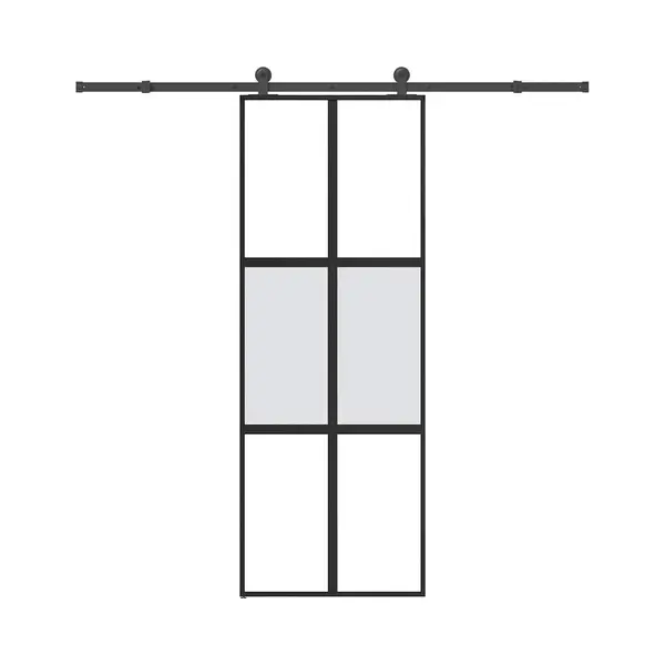 VidaXL Schiebetür Mit Beschlag 76x205 Cm Hartglas & Aluminium thumbnail