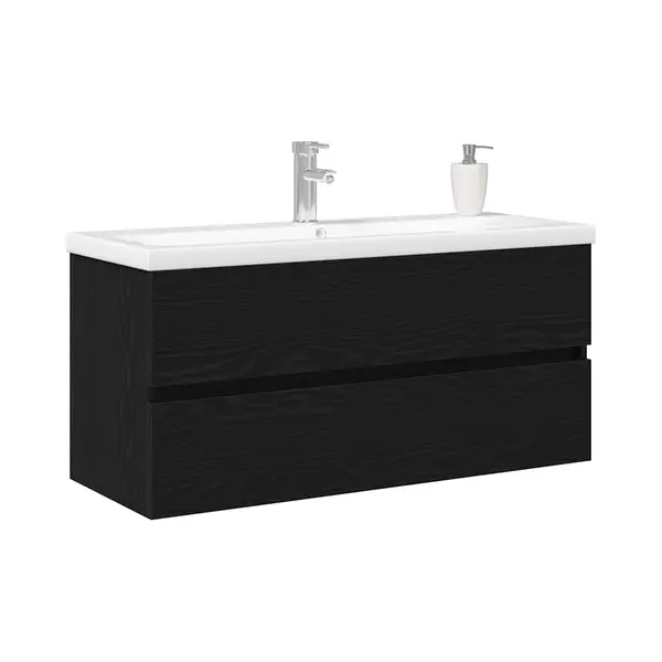 Waschbeckenunterschrank Schwarz Eichen-optik 100 X 39 X 62 Cm Vidaxl thumbnail