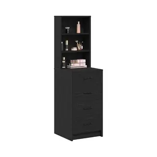 VidaXL Highboard Black Oak 40 X 41 X 135 Cm Engineered Wood, Dining Room, Contemporary Storage, Rectangular Sideboard Unit, Functional Highboard,