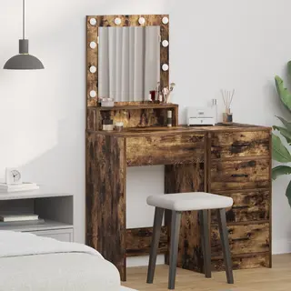 Vidaxl - Schminktisch Mit Led-lichtern, Geräucherte Eiche, 50x41x135 Cm