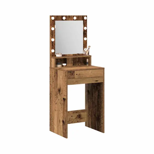 Vidaxl - Schminktisch Mit Regal Altholz 50 X 41 X 135 Cm Holzwerkstoff thumbnail