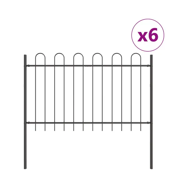Gartenzaun Mit Bogenoberteil Grau 10, 2x1 M Stahl - Vidaxl thumbnail