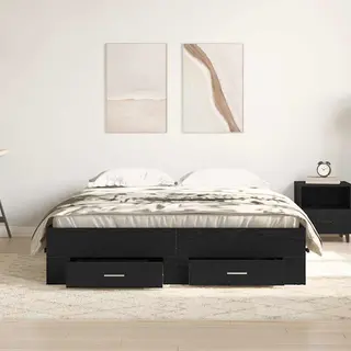 Bettgestell Mit Schubladen Schwarze Eiche 135 X 190 Cm Vidaxl