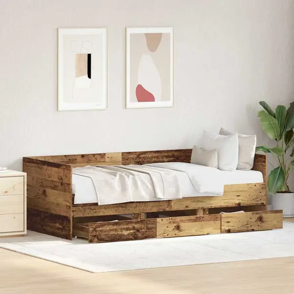 Tagesbettgestell Mit Schubladen Altholz 90 X 200 Cm Vidaxl thumbnail