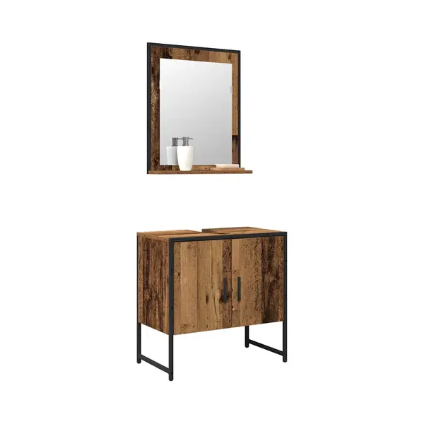 VidaXL Badezimmermöbel-Set Wandmontiert 2 Pcs Braun Holzwerkstoff thumbnail