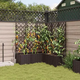 Gartenpflanzer Mit Gitter 5 Pcs Braun 120 X 120 X 143 Cm Pp Vidaxl
