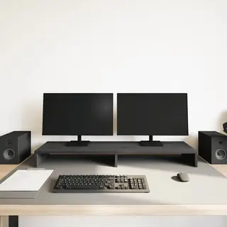 VidaXL Monitorständer Monitorständer Schwarz Eichen-Optik 100x27x10 Cm Holzwerkstoff
