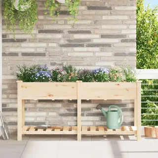 VidaXL - Tuinplanter - Met - Rasters - 161x43x76 - Cm - Massief - Grenenhout