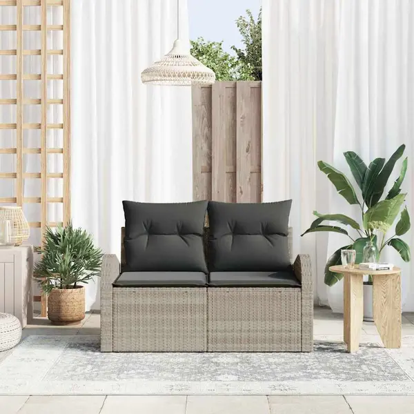 VidaXL Gartensofa Mit Kissen Hellgrau 124 X 62 X 69cm Poly-Rattan thumbnail