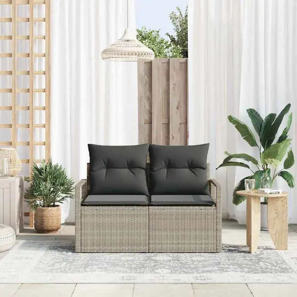 Gartensofa Mit Kissen Grau 120 X 62 X 69cm Poly-rattan Vidaxl thumbnail
